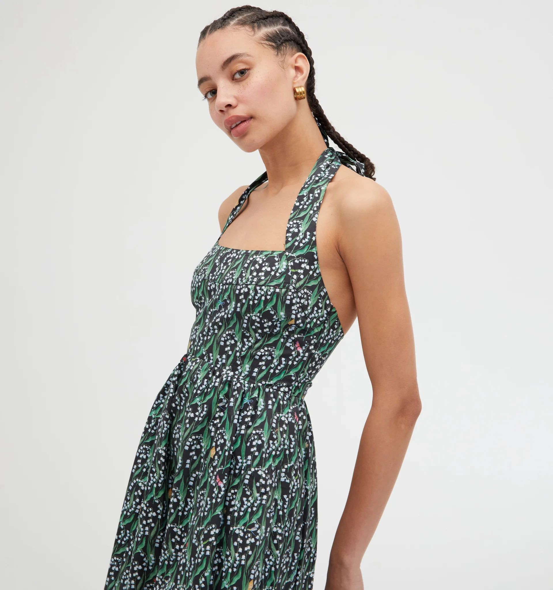 The Fleur Midi Dress - Black Lily of the Valley | Hill House Home