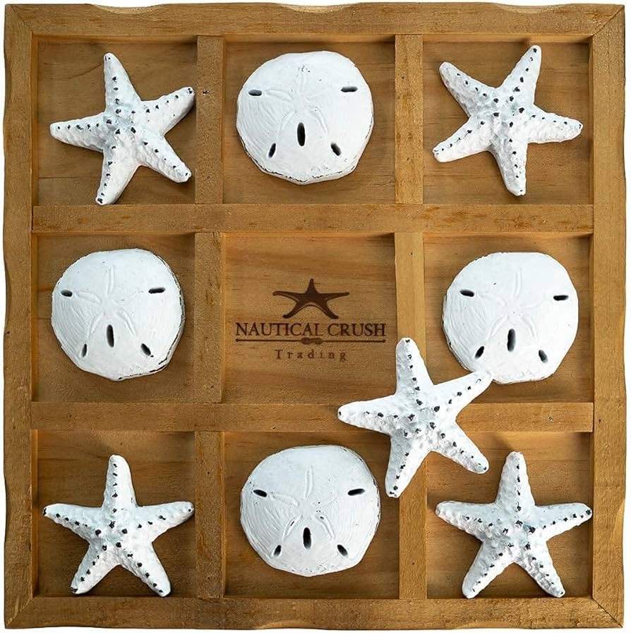 Starfish Tic Tac Toe Game - 9" x 9" - Beach Tic Tac Toe Game - Coastal Beach House Coffee Table G... | Amazon (US)