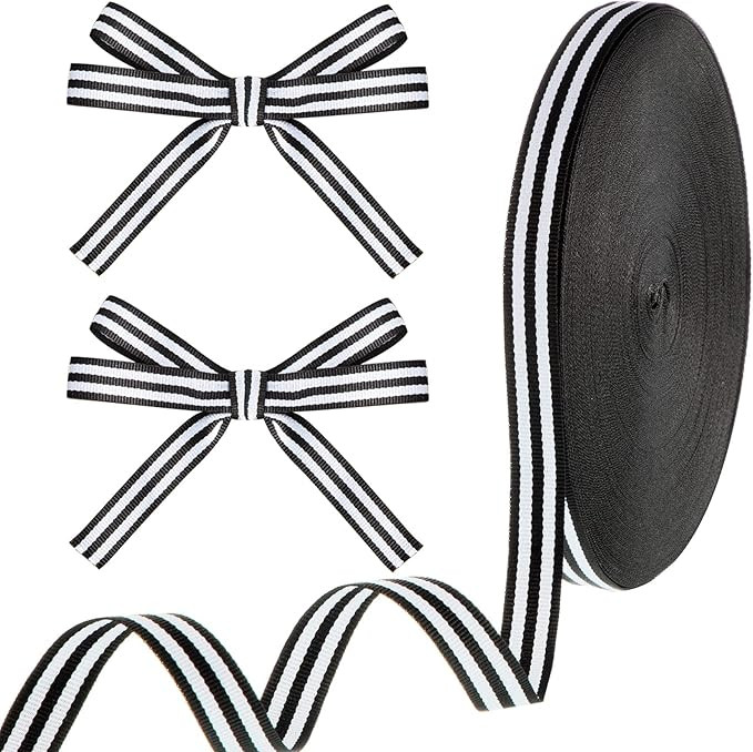 Luinabio 50 Yard Grosgrain Stripe Ribbon Plaid Ribbon Polyester Fabric for Halloween Christmas We... | Amazon (US)