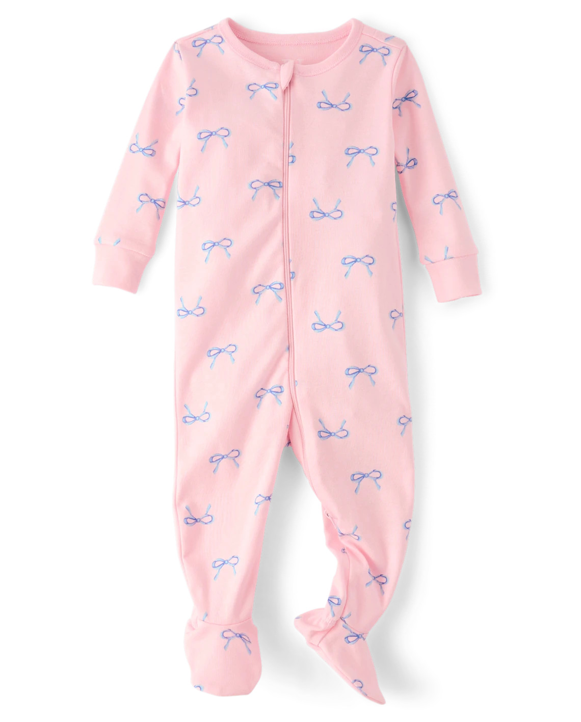 Baby And Toddler Girls Bow Snug Fit Cotton Footed One Piece Pajamas - pink | The Children's Place