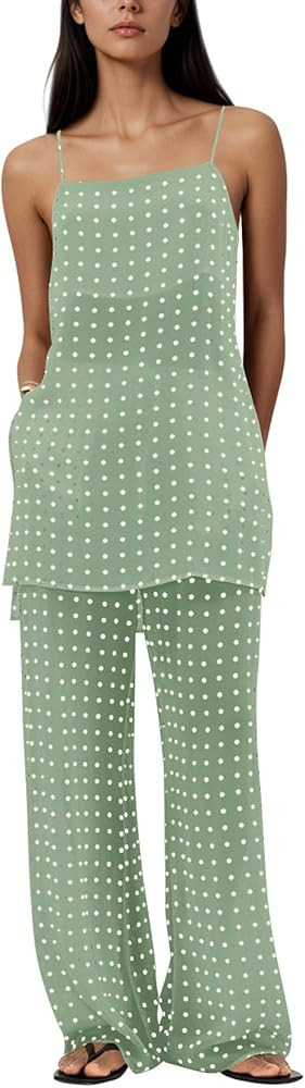 calbatic Polka Dot 2 Piece Sets for Women Summer Camisole and Pants Lounge Sets Vacation Resort T... | Amazon (US)