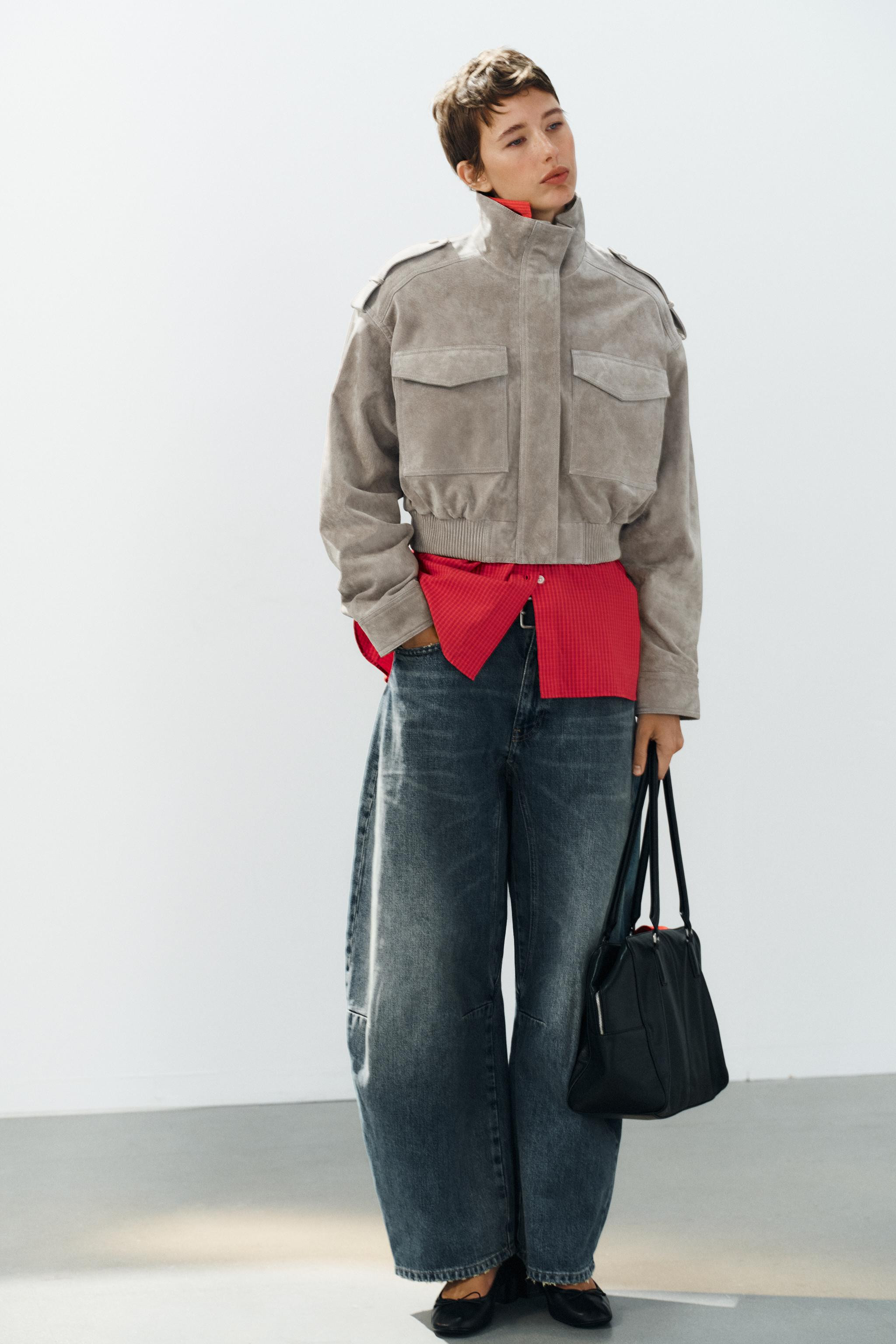 Model height: 179 cmJacket crafted from 100% leather. Featuring a high collar and long sleeves wi... | Zara US