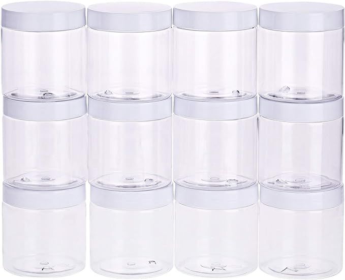 Empty 12 Pack Clear Plastic Slime Storage Favor Jars Wide-Mouth Plastic Containers with Lids for ... | Amazon (US)
