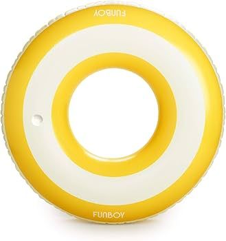 FUNBOY Inflatable Stripe Oversized 50'' Diameter Donut Pool Float Tube-Mellow, Yellow Cabana | Amazon (US)