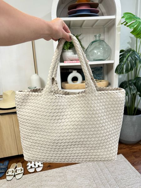 Naghedi look for less (large size of the look for less is the same size as the medium Naghedi st. Barth tote) 🩷 —P.S. the material is the exact same! 👏🏻 Also my pink color is from last year! This is the bone color!

Naghedi St. Barth, Woven tote, look for less, under $100, travel, handbags, best seller 

#LTKFindsUnder100 #LTKItBag #LTKStyleTip