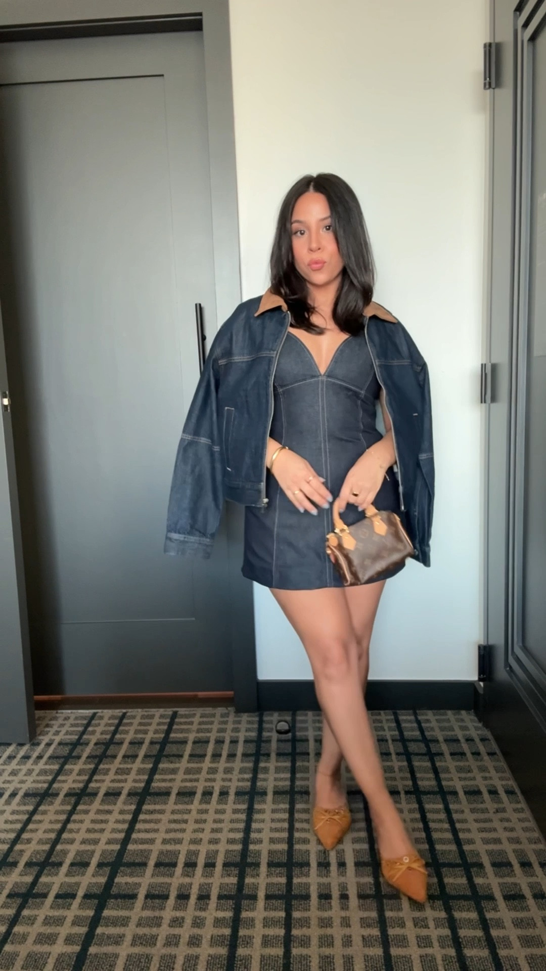 Abercrombie denim party at ltk con 
Denim dress: small petite 
Denim jacket: small 
Tan kitten heels: 7
Nano speedy bag 

#LTKSaleAlert #LTKCon #LTKFindsUnder100