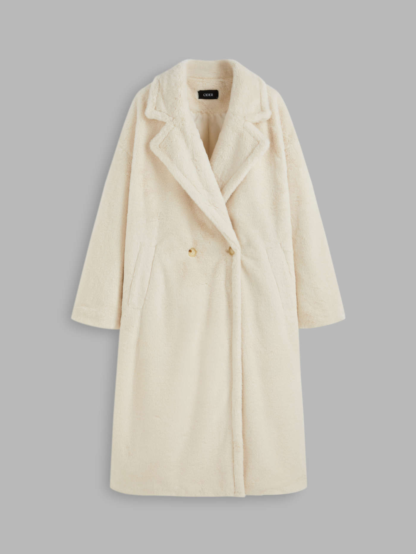 Faux Fur Double Breasted Coat | Cider