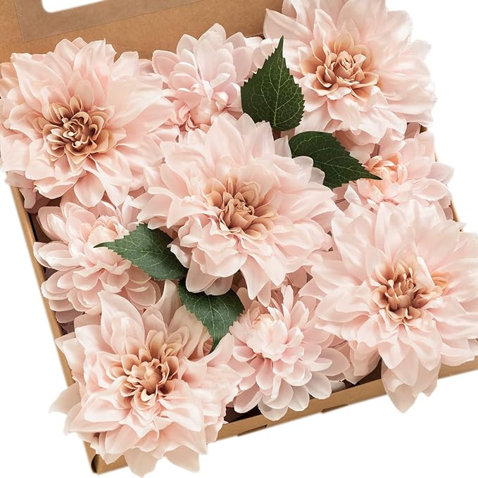 Ling's Moment Artificial Flowers 9pcs Silk Dahlia 5.5"/4.5" Fake Flowers for DIY Wedding Craft Bo... | Amazon (US)