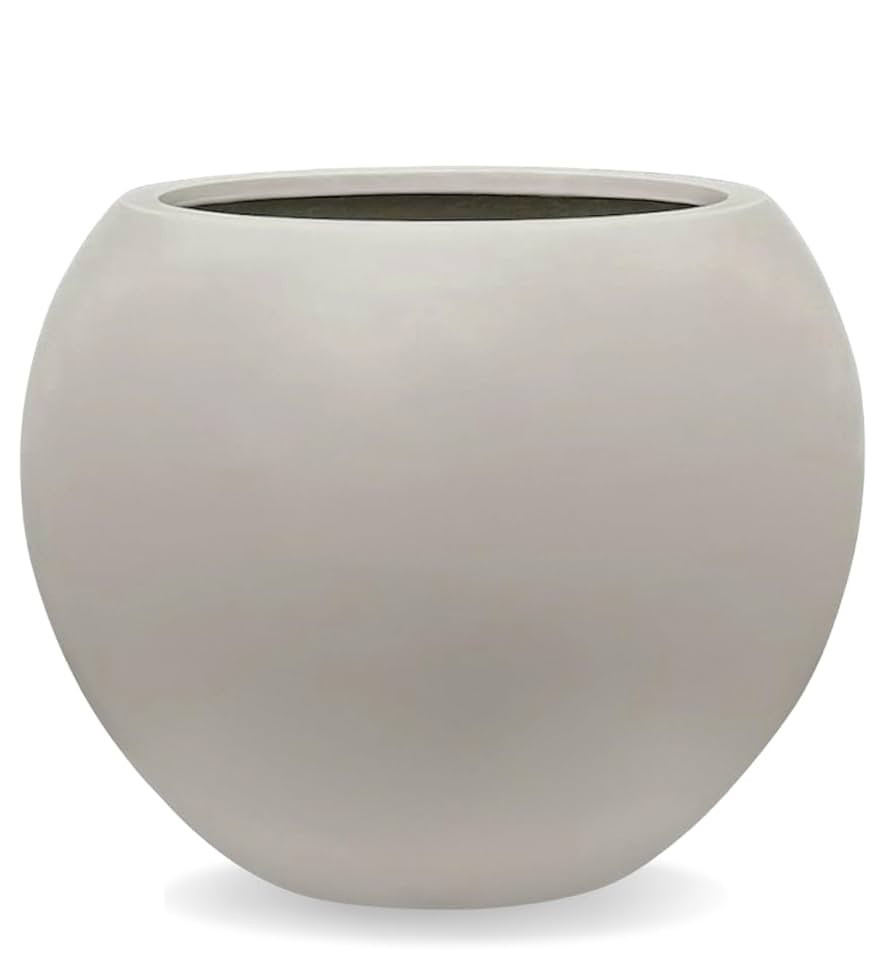9.7" H x 12" D Globo Fiberstone Round Planter with Drainage Hole, Weather Resistant, Smooth Finis... | Amazon (US)
