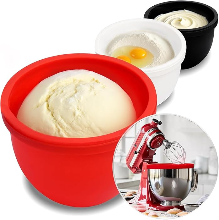 GuanQiao Silicone Bowl Liners for 5 Qt KitchenAid Mixers, 3 Liners with Lids | Amazon (US)