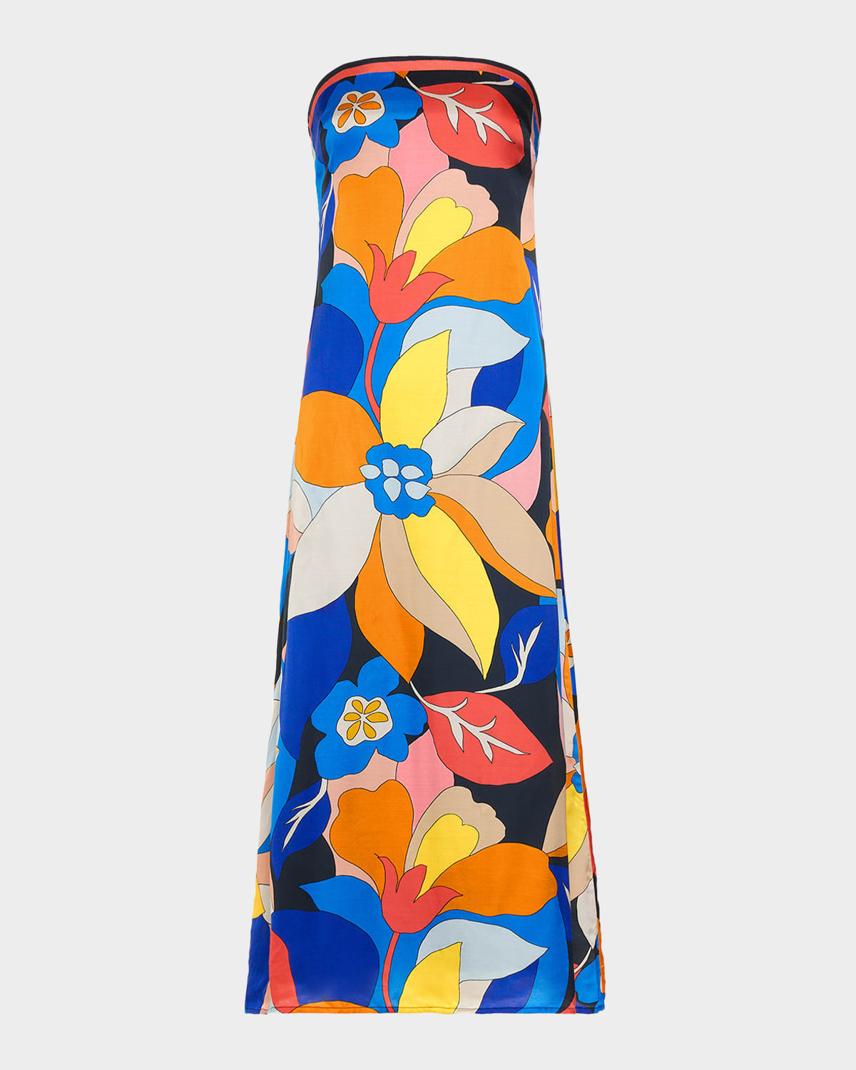 Isley Strapless Satin Midi Dress | Neiman Marcus