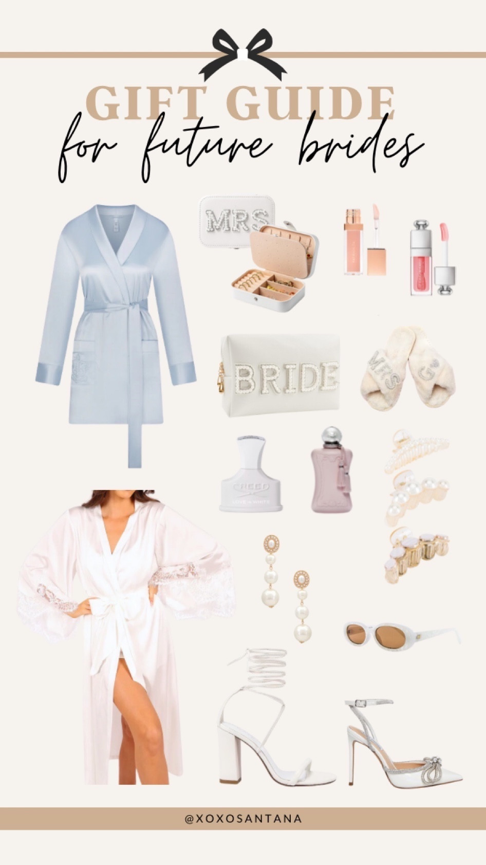 Gift guide for the brides!!👰🏼‍♀️
Included everything that would perfect gifts for all the brides on your list!!🤍
Robes, makeup, white heels, purses and perfume! 😍

Gift guide for brides, wedding, women’s fragrance, wedding heels, bride robes, bride gifts, wedding makeup 

#LTKGiftGuide #LTKwedding #LTKHoliday