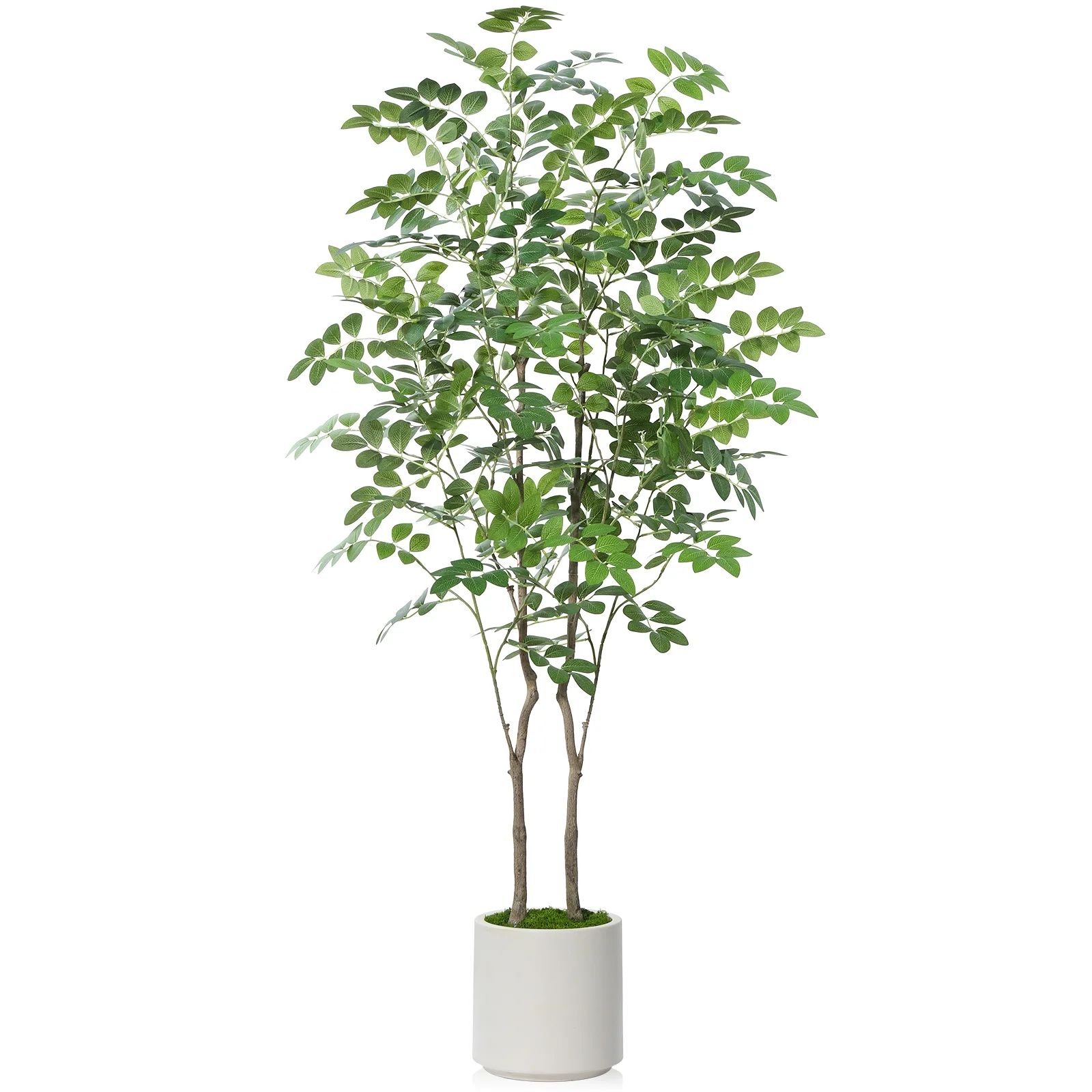 5FT Tall Large Artificial Eucalyptus Tree with 8.5 inches White Planter - Walmart.com | Walmart (US)