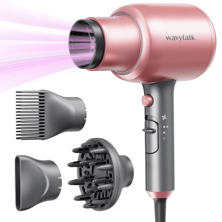 Wavytalk Hair Dryer with Diffuser Ionic Blow Dryer with Powerful 1875W Motor for Fast Drying Pink | Walmart (US)
