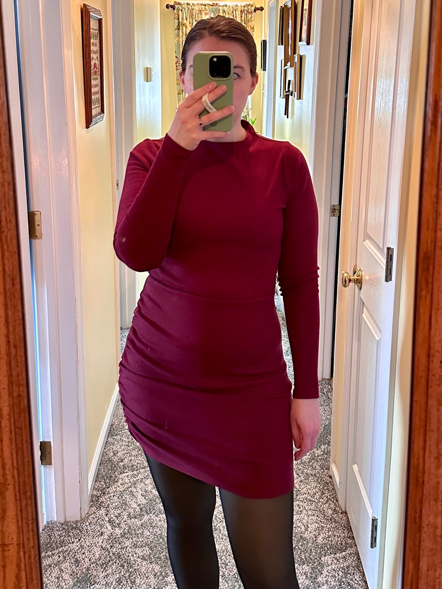 Such a great dress for a winter’s day. Wearing a medium in this burgundy dark red dress from Revolve, and the M/L size in the fleece lined tights. 

#LTKmomlife #LTKgrwm #LTKootd
