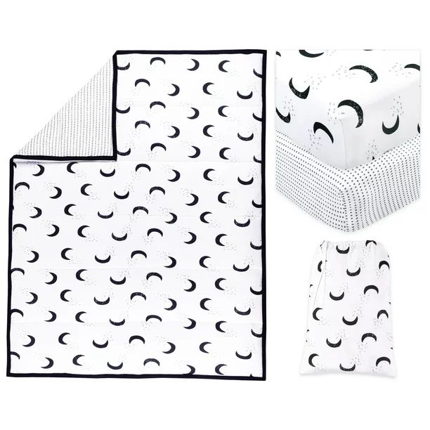 Little Star Organic Pure Organic Cotton Crib Bedding Set, 3 Pc, White-To the Moon and Back - Walm... | Walmart (US)