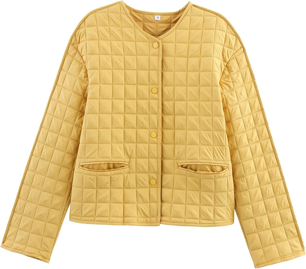 Bozanly Women's Lightweight Quilted Puffer Jackets Casual Collarless Long Sleeve Button Down Coat... | Amazon (US)