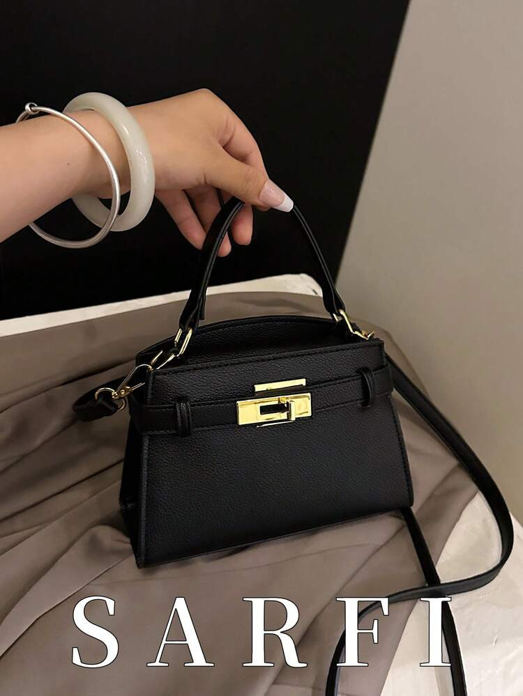 Fashionable High-End Litchi Grain Women's Handbag, Minimalist Adjustable Shoulder Strap Decor Shoulder/Crossbody Bag, Exquisite Metal Lock Closure Commuter Shoulder Bag, Magnetic Snap Closure Multi-Functional Lightweight Crossbody Bag, Minimalist Solid Color Handbag, Durable PU Material Women's Shoulder Bag, Suitable For Gifts, Shopping, Dates, Business Travel, Vacation, Retro Style , Valentines Gifts | SHEIN