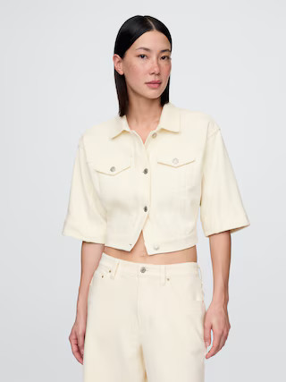 Heavyweight French Terry Denim Crop Jacket | Gap (US)