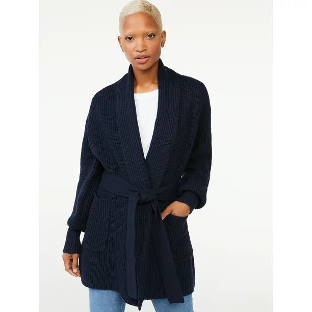 Free Assembly Women's Open Front Cardigan with Blouson Sleeves | Walmart (US)