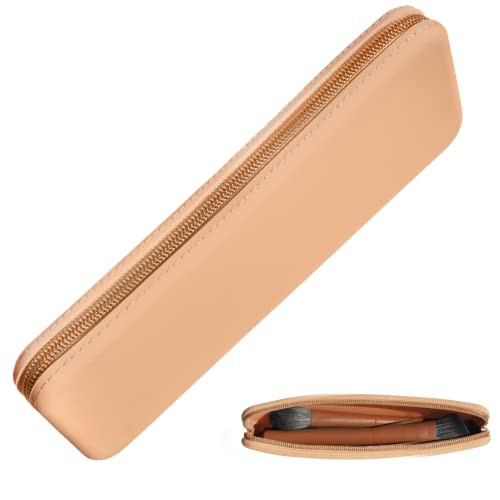brush bubble large silicone makeup brush holder travel case- A storage & makeup bag organizer for brush sets & makeup tools to protect make up accessories & bag, Peach Tan (9 * 3.15 * 1.2") | Amazon (US)