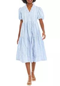 Crown & Ivy™ Petite Puff Sleeve Printed Midi Dress | Belk
