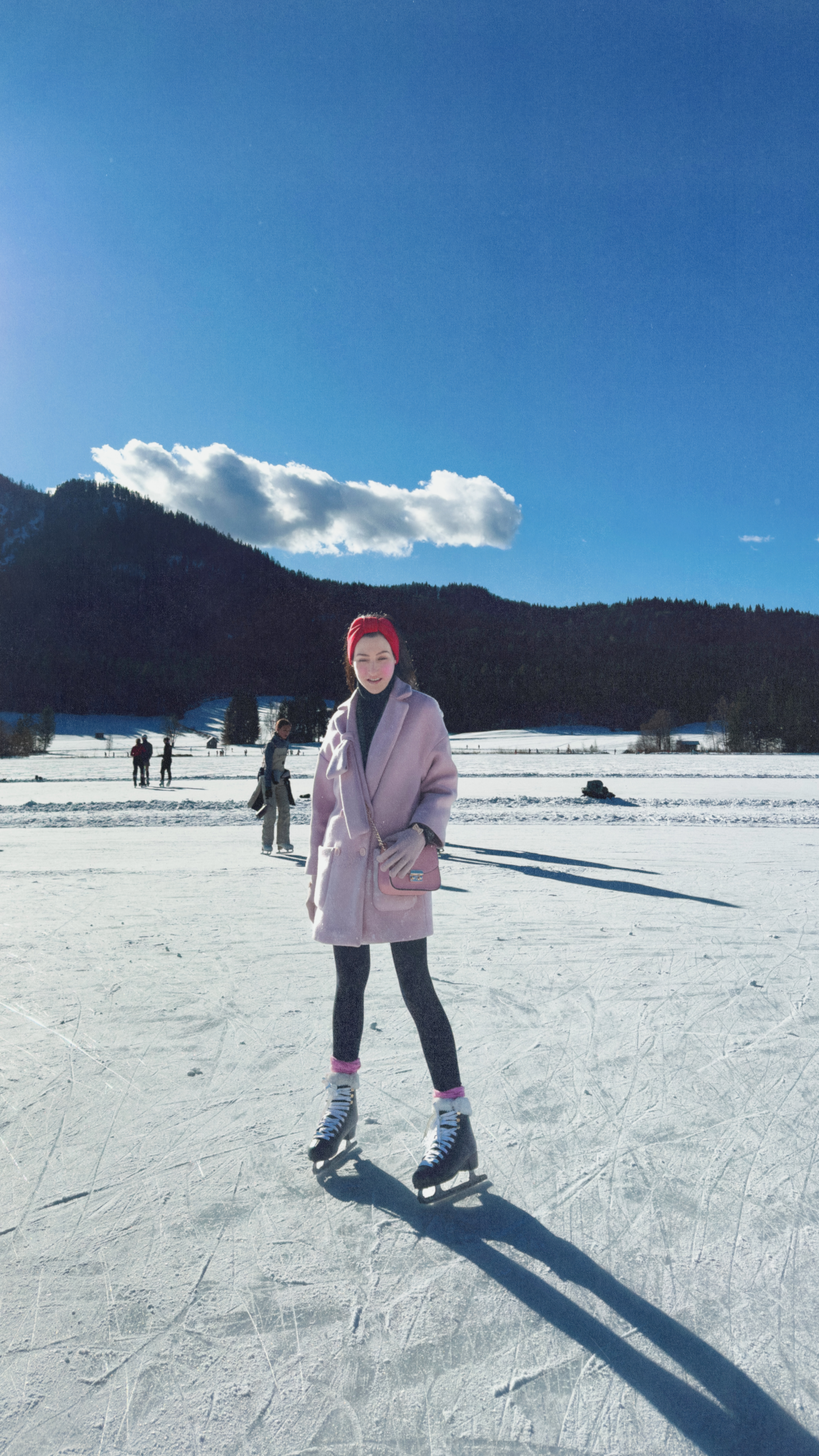 Ice skating outfit 2026, pink coat winter look, outdoor winter activities outfit, red headband winter style, winter sporty chic, frozen lake skating aesthetic, pastel winter fashion, crossbody bag winter outfit, black tights winter look, feminine winter sporty style, European winter activities, pink winter aesthetic, cold weather date outfit, winter weekend style 

 #LTKdayinmylife #LTKootd #LTKfitnessgoals