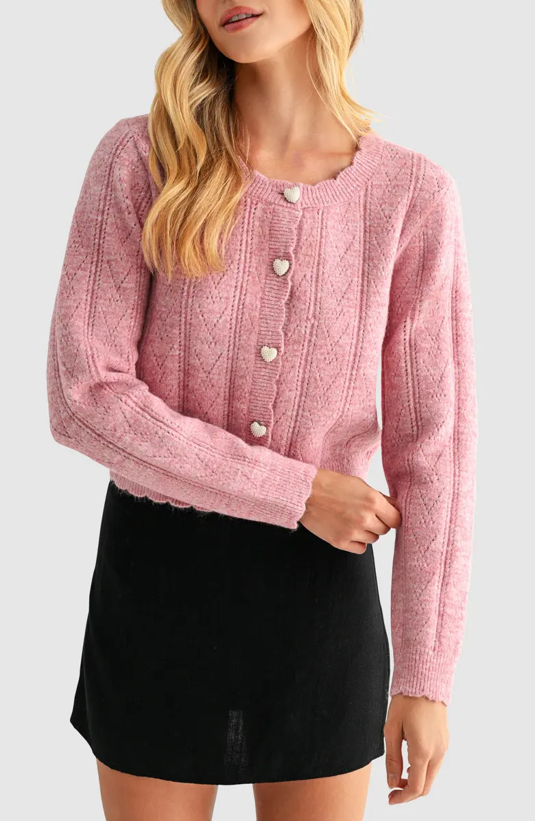 Lush Heart Button Pointelle Cardigan | Nordstromrack | Nordstrom Rack