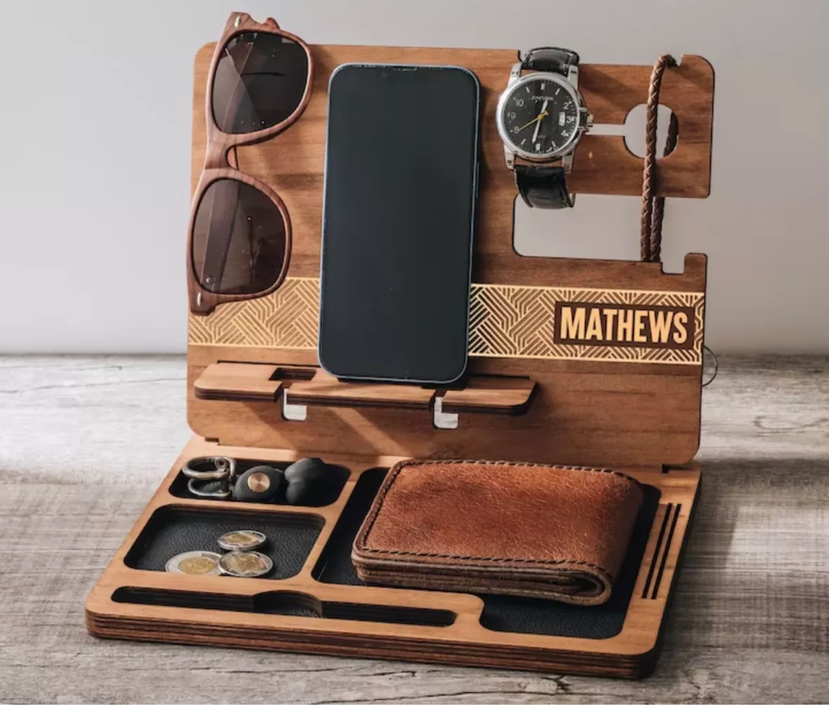 Personalized Desk Organizer for Men Anniversary Gift for Him