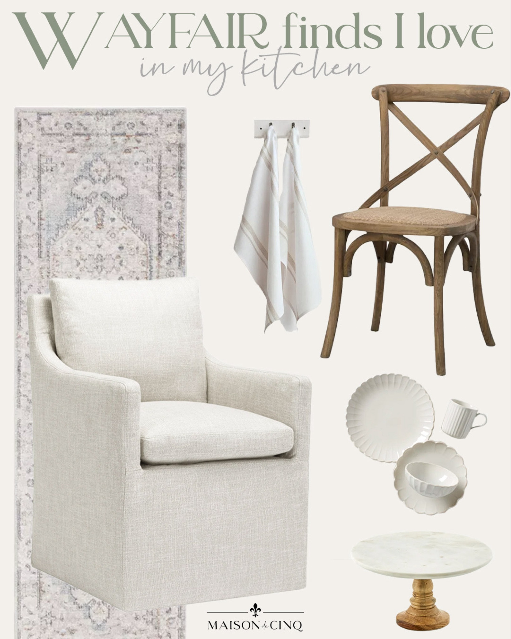 I love Wayfair and have so many of their items in our home like our upholstered chairs in the breakfast room, a new runner in the kitchen, my fave dishes and more!

Home decor, kitchen decor, dining chair, area rug, tabletop 

#LTKHome #LTKFindsUnder50 #LTKxWayfair