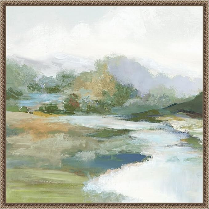 Amanti Art Framed Canvas Wall Art 22x22 Gentle Hills and Flowing Stream by PI Studio, Framed Wall... | Amazon (US)