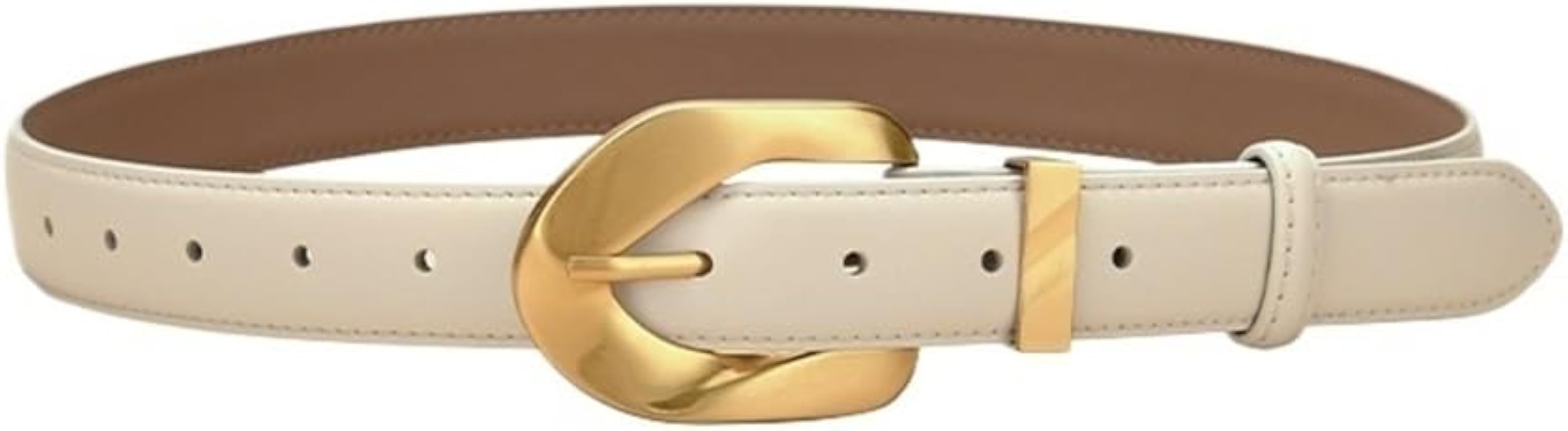 NEZIH Women's Fashion Retro Genuine Leather Belt Versatile Irregular Button Dress Belt | Amazon (US)