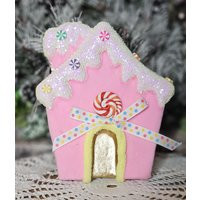 Christmas Gingerbread Pink Candy House Ornament Wreath Embellishment | Etsy (US)