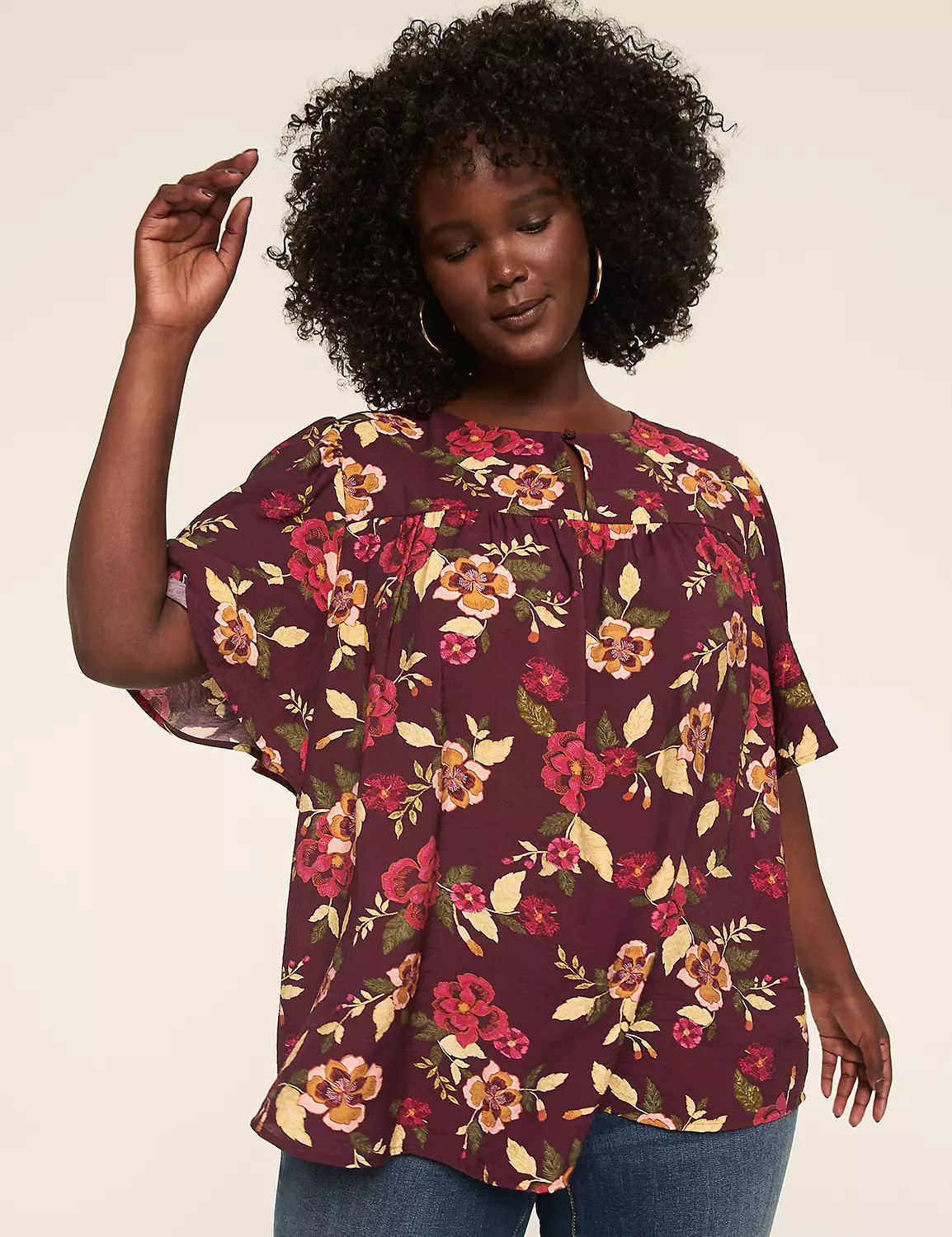 Swing Circle-Sleeve Popover Blouse | LaneBryant | Lane Bryant (US)