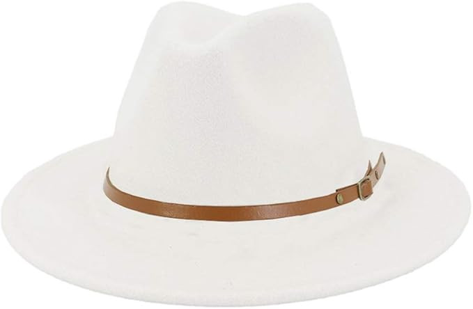 Gossifan Women Wide Brim Fedora Hats for Fashion Belts Unisex Felt Hat | Amazon (US)