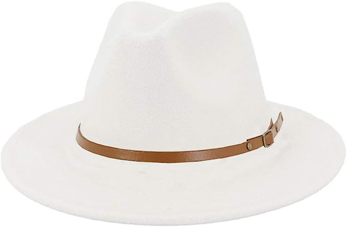 Gossifan Women Wide Brim Fedora Hats for Fashion Belts Unisex Felt Hat | Amazon (US)