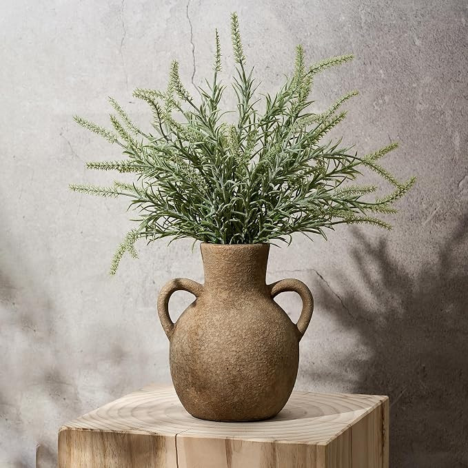 SIDUCAL Rustic Ceramic Farmhouse Flower Vase with 2 Handles, Terracotta Vase, Decorative Pottery ... | Amazon (US)