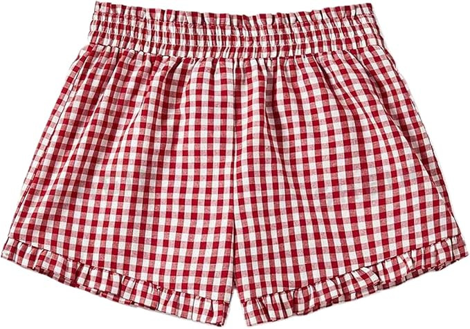 Y2k Womens Ruffle Boxer Shorts Plaid Gingham Print Lounge Pajama Shorts Cute Striped Checkered Pj... | Amazon (US)