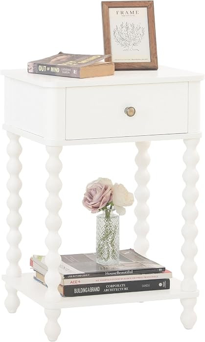 AWASEN White Nightstand, Small Side Table with Drawer for Living Room, Farmhouse End Bedside Tabl... | Amazon (US)