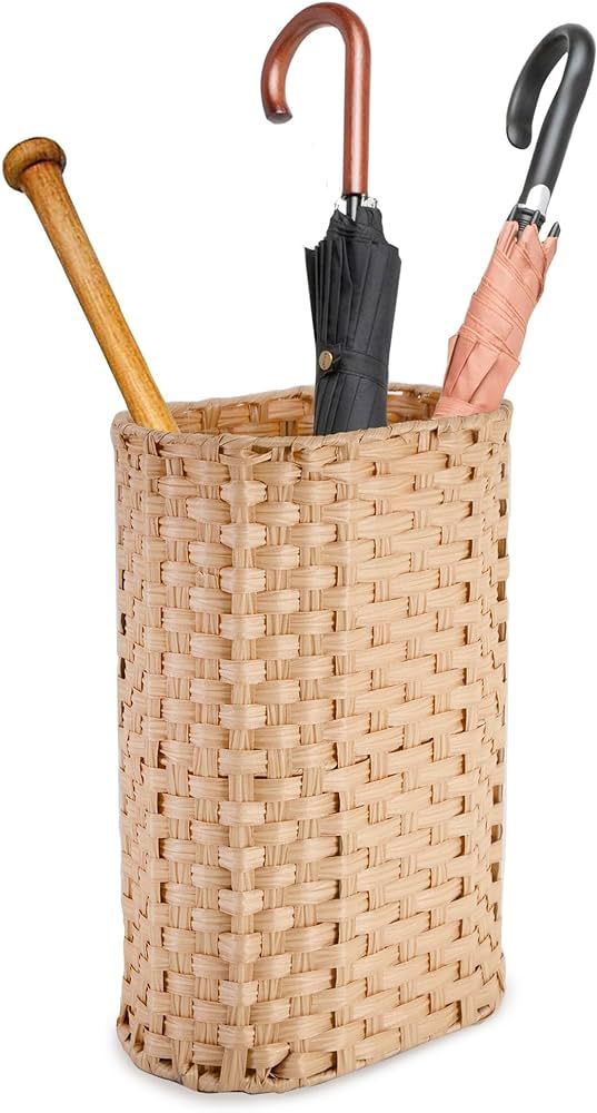 PEMAR Wicker Umbrella Holder, Hand Woven Umbrella Stand Basket, Cane Holder Stand, Decorative Umb... | Amazon (US)