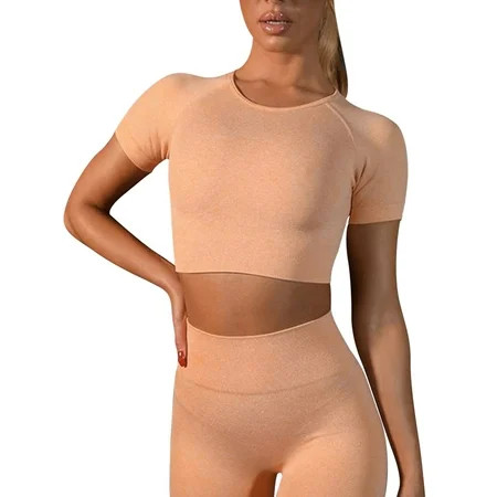UKAP Yoga Workout Set for Women Seamless High Waist Shorts Crop Tops Shirt for Sport Fitness Jogger  | Walmart (US)