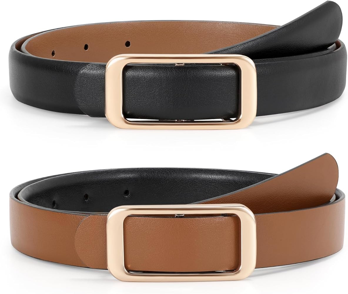 JASGOOD Women Reversible Leather Belt for Pants Jeans Ladies Waist Belt for Dresses | Amazon (US)