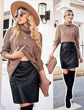 Zeagoo Women Classic High Waisted Faux Leather Bodycon Slim Mini Pencil Skirt | Amazon (US)