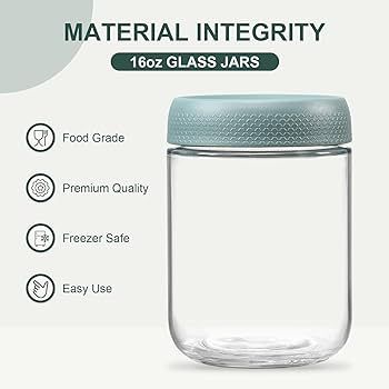 NETANY 3-pack 16oz Glass jars with Airtight Lids, Overnight Oats Containers with Lids, Wide mouth... | Amazon (US)