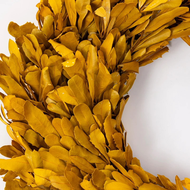 Dried 22" Natural Integrifolia Wreath, Saffron | Plow & Hearth