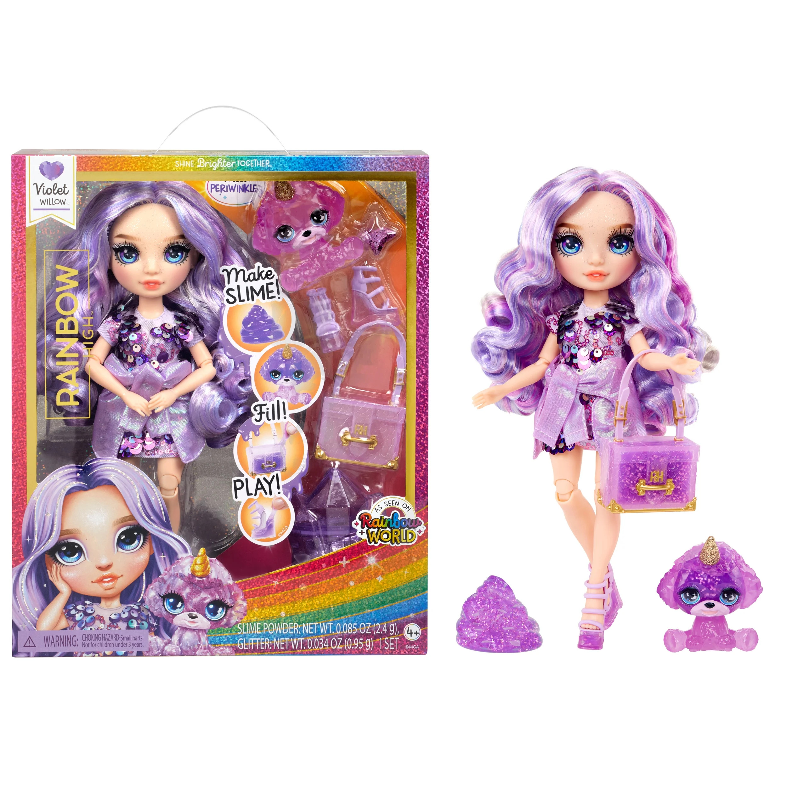 Rainbow High Violet with Slime Kit & Pet, 11” Doll, Purple, Ages 4+ | Walmart (US)