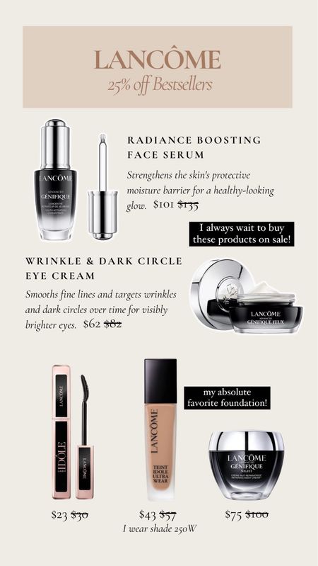 Lancome has a 25% off sitewide sale! I’ve linked some of my daily hero Lancome products! 

Lancome sale, skincare sale, beauty sale, spring trends, spring sales, 

#LTKstyletip #LTKbeauty #LTKsalealert