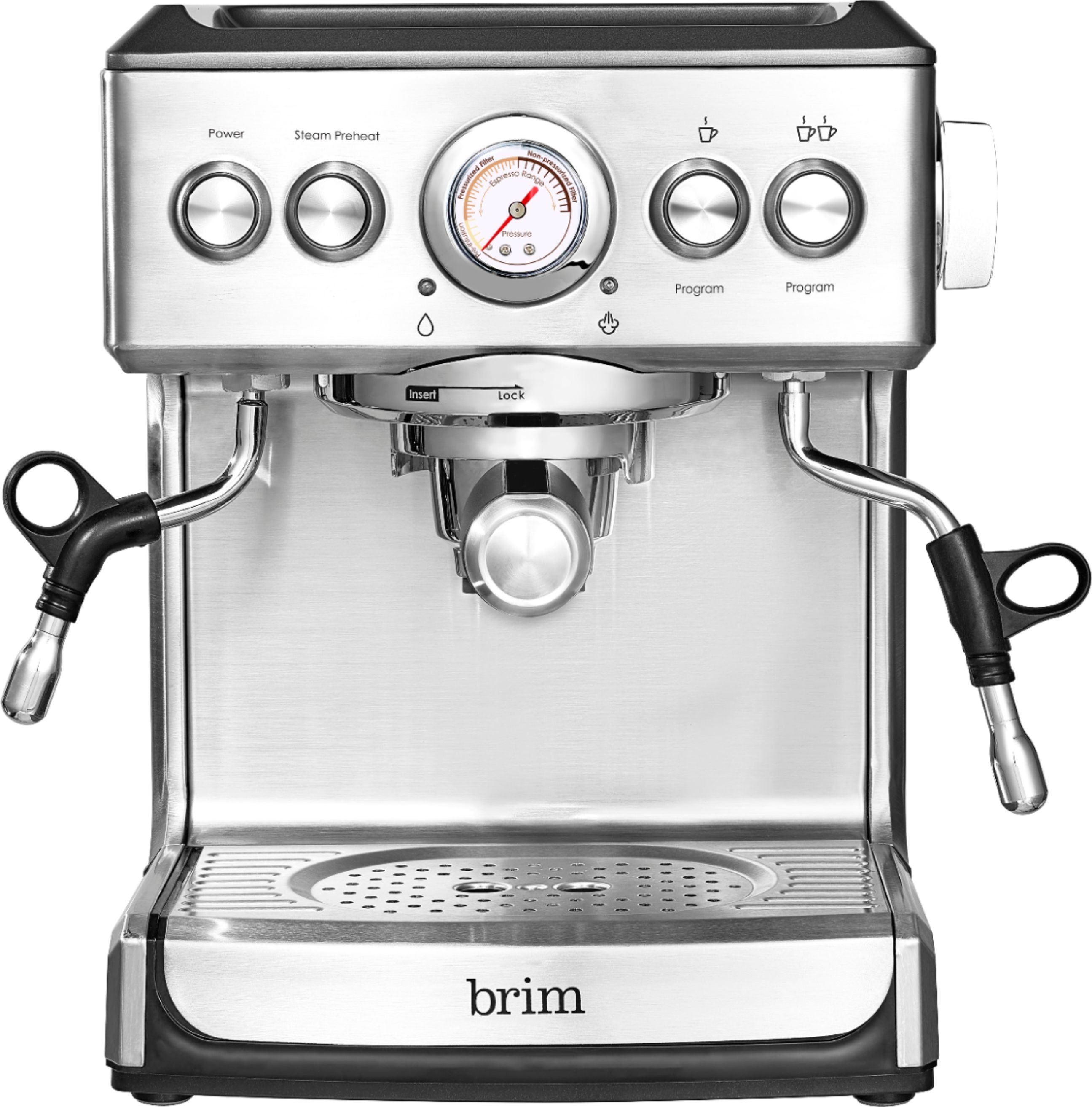 Brim Espresso Maker with 19 bars of pressure, Milk Frother and Removable water tank Silver 50019 ... | Best Buy U.S.