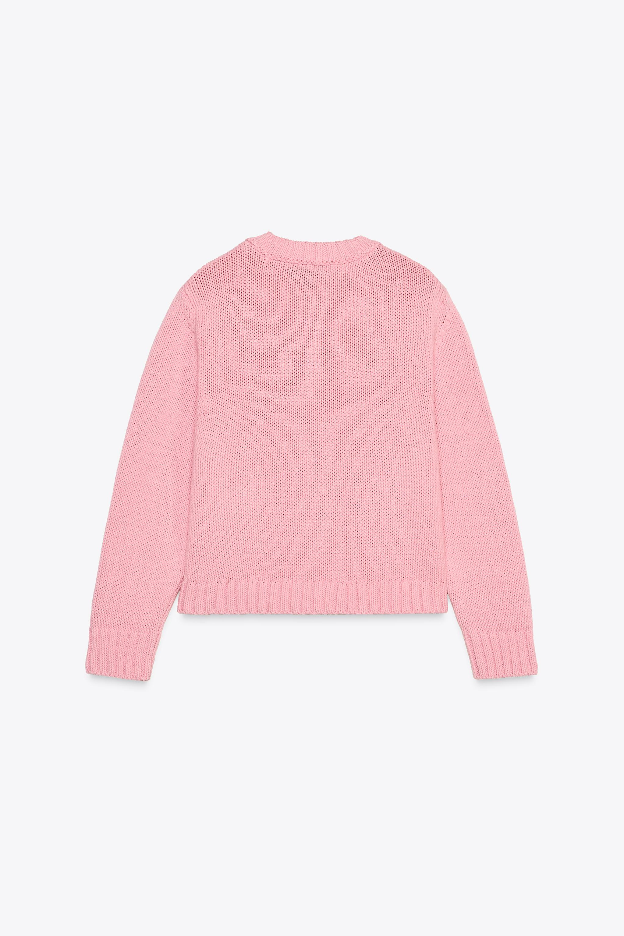 Round neck, long sleeve jacket. Front patch pockets. Front closure with contrasting stone-shaped ... | Zara US