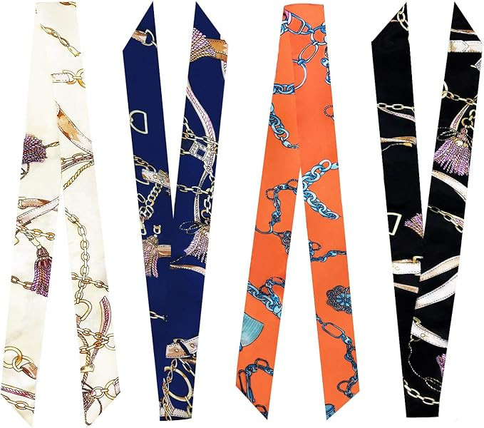 8 Packs Narrow Handbag Handle Wrap Ribbon Neckerchief Scarf for Women | Amazon (US)